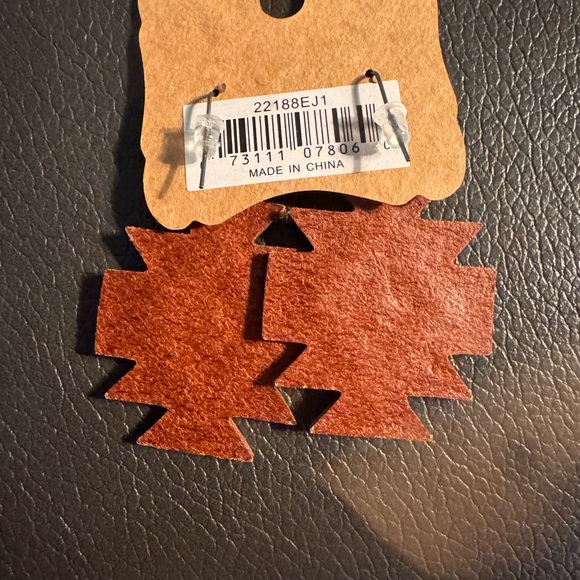 Justin Boots Red and Blue Leather Earrings - Picture 3 of 6